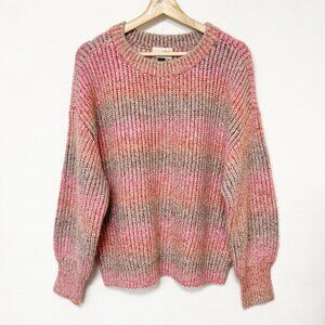 NEW Universal Thread Pink Multicolor Ombre Chunky Knit‎ Sweater Puff Sleeve M